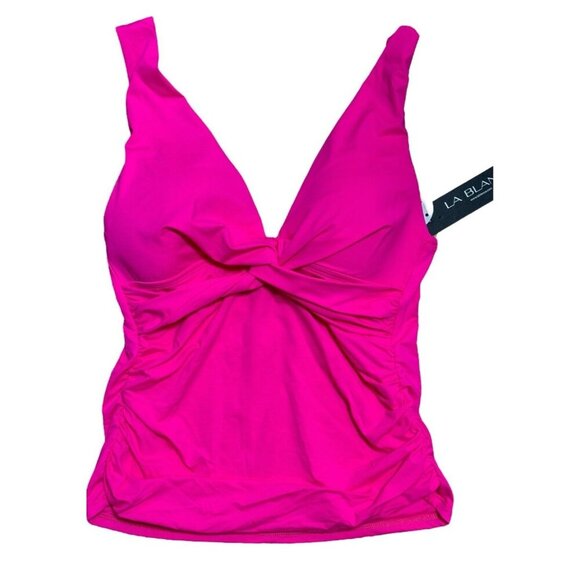 La Blanca Sz 4 Tankini Swimsuit Top Pink Island Goddess Slenderizing Ruching New - Picture 1 of 3
